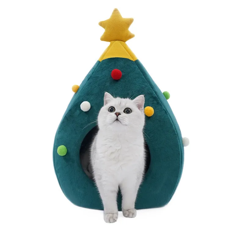 Zeloravianex Christmas Tree Pet Bed, Crystal Soft Fabric Cat and Dog House, Multiple Sizes