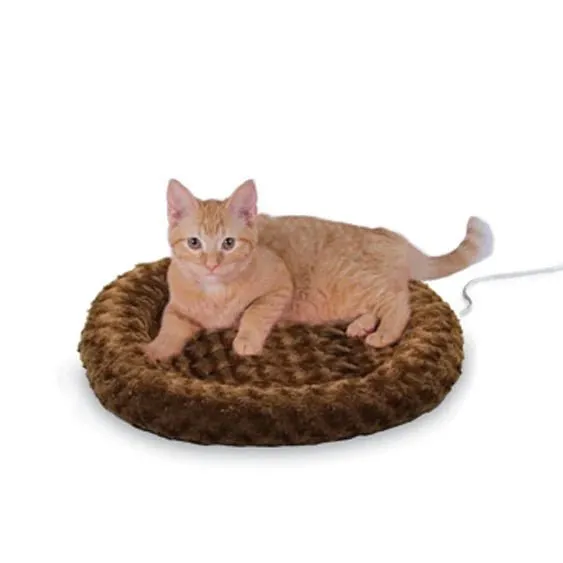 Zeloravianex Heated Cat Bed, Orthopedic Foam Pet Mat with Removable Cover, Small 16-inch or Large 16x22-inch