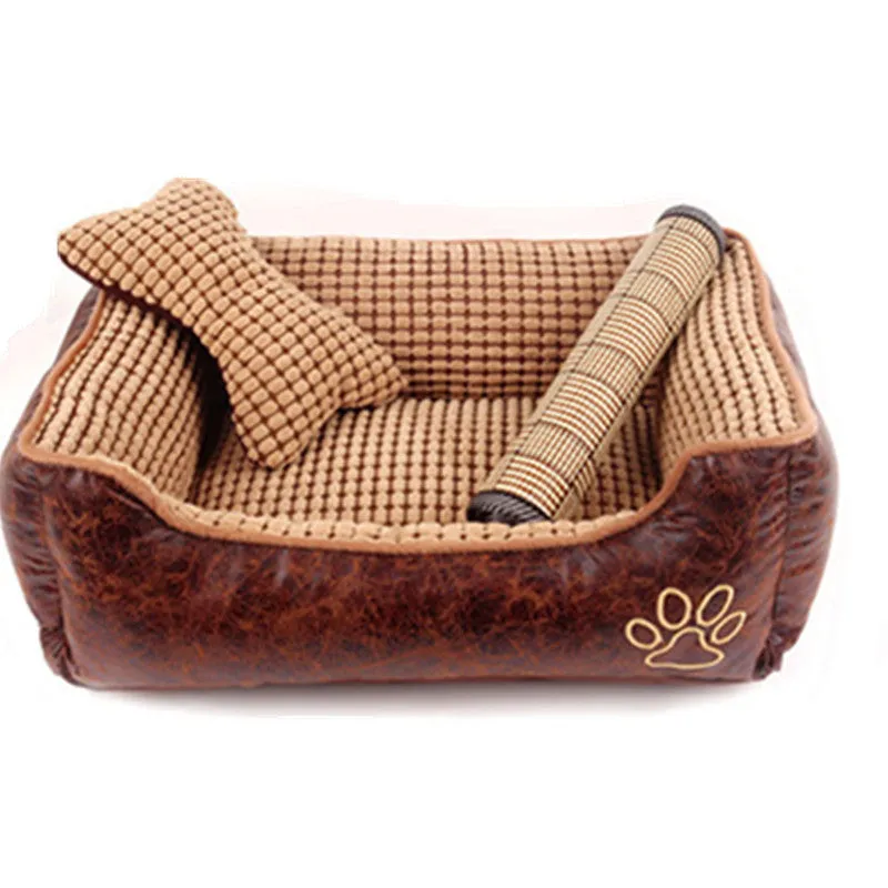 Zeloravianex Dog Bed Pet Nest with Suede and PP Cotton, Includes Blanket and Cooling Mat
