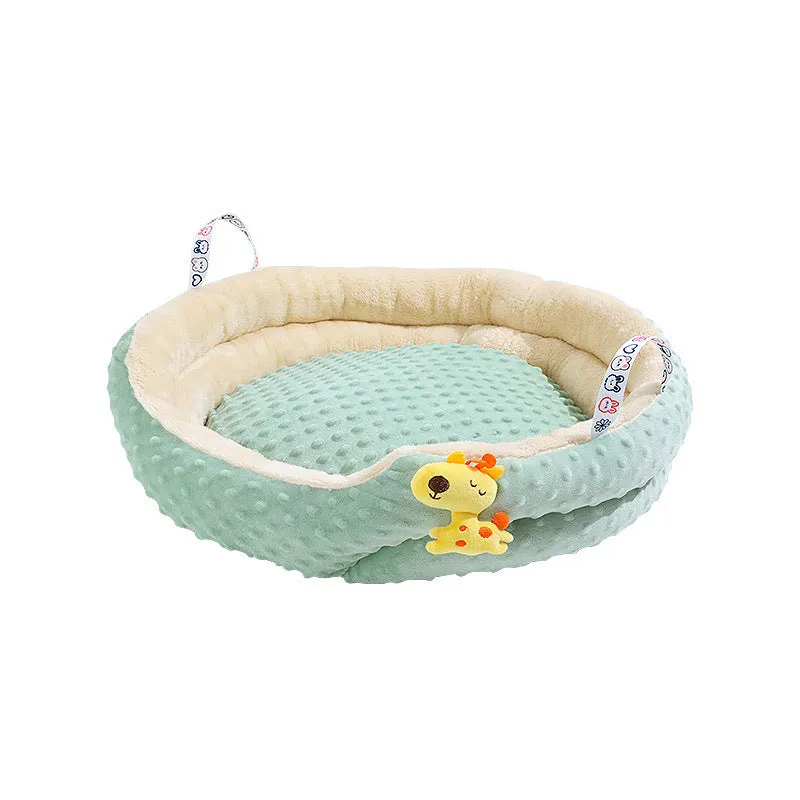 Zeloravianex Round Pet Bed, Doudou Velvet Nest, Small Dog and Cat Cushion, Winter Warm Kennel