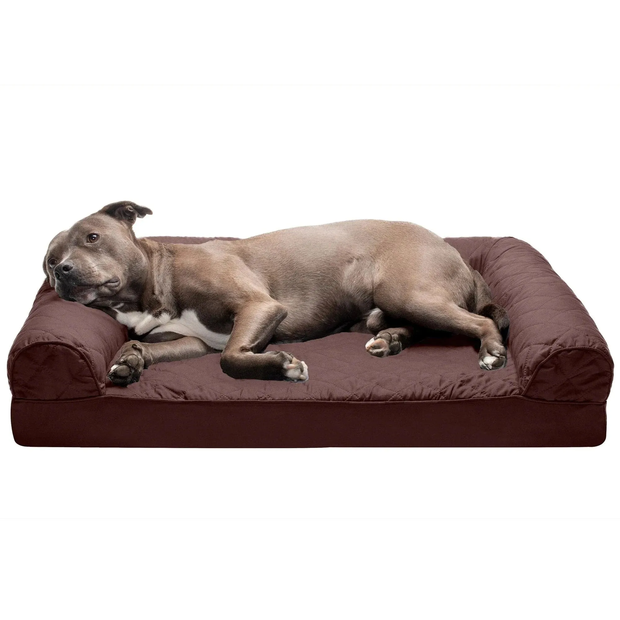 Zeloravianex Quilted Memory Foam Sofa Bed, Orthopedic Support Couch for Pets, Grey/Brown/Black Coffee